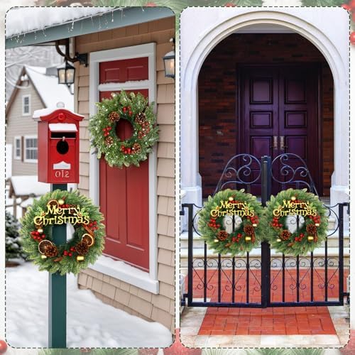 Zeyune 4 Pcs 14" Christmas DIY Green Wreath Artificial Wreath, Novel Style