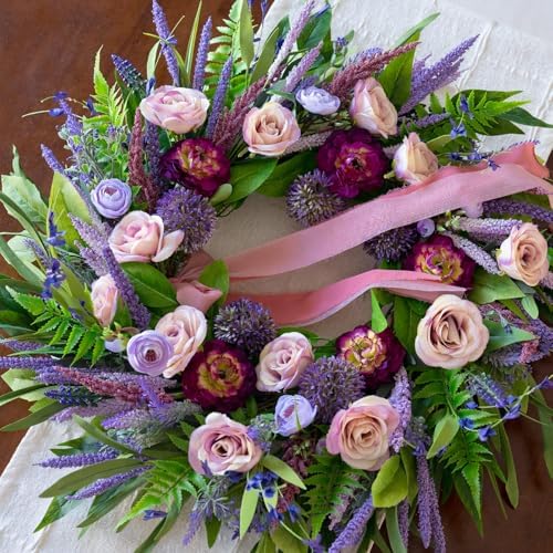 24 Inch Spring Summer Wreaths for Front Door Outside,Mantel,Porch&Entryway