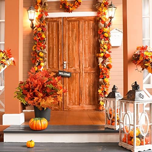 SATINIOR 16 Pcs Fall Maple Leaves Branch Faux Autumn Leaves Stem for Vase
