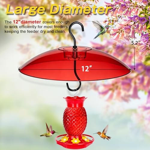 Gtongoko Bird Feeder Cover Dome 12" Red Bird Feeder Rain Guard 1 Pack