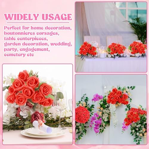 36 Pcs Silk Red Rose Bouquet Bridal Artificial Flowers