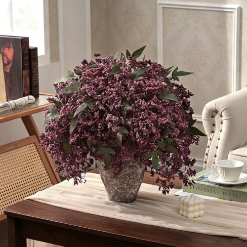 6 Pcs 17 in Realistic Berry Stems, Artificial Nandina Branches Fall Decor
