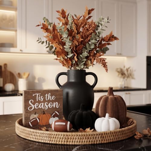 White Black Brown Flocked Pumpkins, Resin Pumpkin Modern Thanksgiving Decor