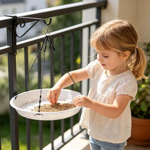 Seed Catcher Tray, Bird Seed Catcher Tray with Hanging Chains & Drainage Holes, Durable Plastic Platform for Outdoor Backyard Garden Bird Feeder Bird Bath Wild Bird Watching Supplies