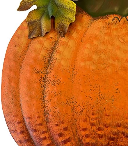 Set of 2 Rustic Metal Stacked Pumpkin Garden Stake Indoor Outdoor Welcome Decoration Hanging Metal Double Pumpkins Yard Signs for Fall Harvest Decor Thanksgiving Halloween Lawn Decoration