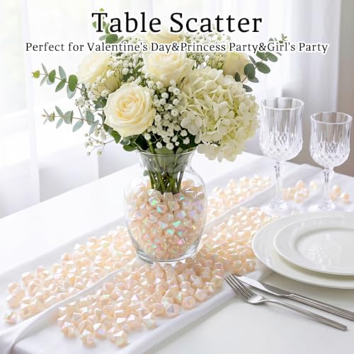 160-Piece Ivory White AB Acrylic Fake Ice Rocks, Vase Filler for Home Decor