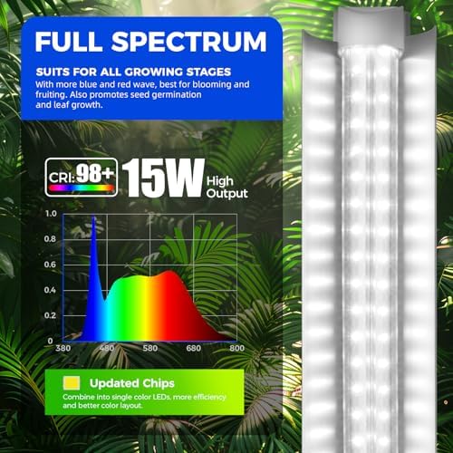 Barrina T8 Grow Lights for Indoor Plants, 5000K Full Spectrum, 1FT, 4 Packs