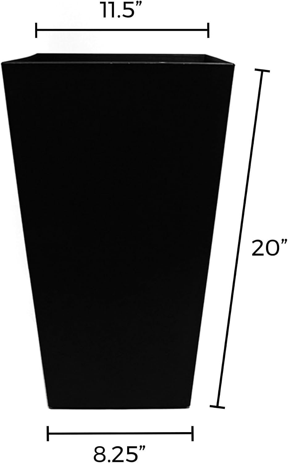 Bloem Finley 20" Tall Recycled Plastic Tapered Planter, Black, Set of 2 | Sharp, stylish tapered appearance with a