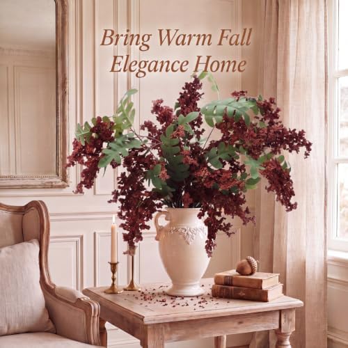 Yinder 5 Pcs 31.5'' Fall Artificial Flowers Berry Stem, Burgundy