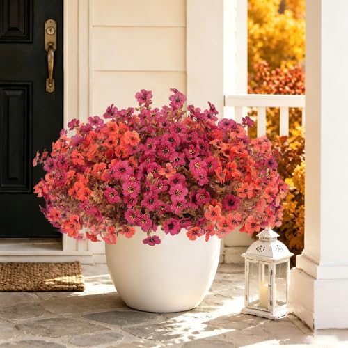 Artificial Fake Fall Flowers Mums Plants for Outdoors Outside Decoration