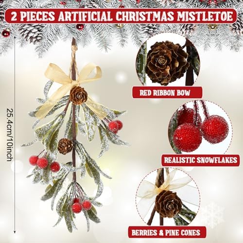 Giegxin 1 Piece Christmas Mistletoe Ornament,Gold Style,Gold