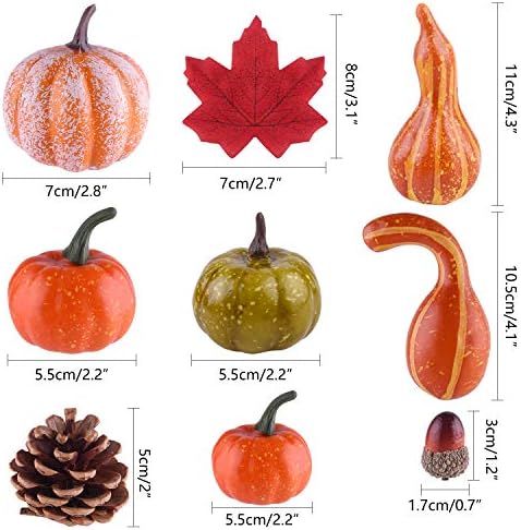 FEPITO 56 Pcs Autumn Mini Pumpkins Pine Cones for Thanksgiving Decorations