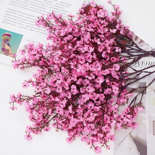 5 Pcs Fake Flowers, Real Touch Babys Breath Artificial Flowers, Pink
