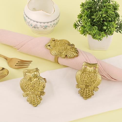 Gold Metal Napkin Rings Set of 12 – Decorative Napkin Holders for Cloth Napkins, Farmhouse, Modern, Wedding, Thanksgiving, Christmas & Everyday Dining Table Decor, Antique Gold