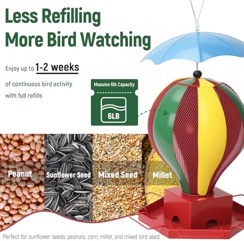 All-Metal Bird Feeder for Outdoors, Squirrel Proof Hanging Bird Feeder