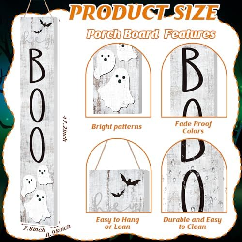 Halloween Boo Porch Sign 47" Halloween Wooden Welcome Sign