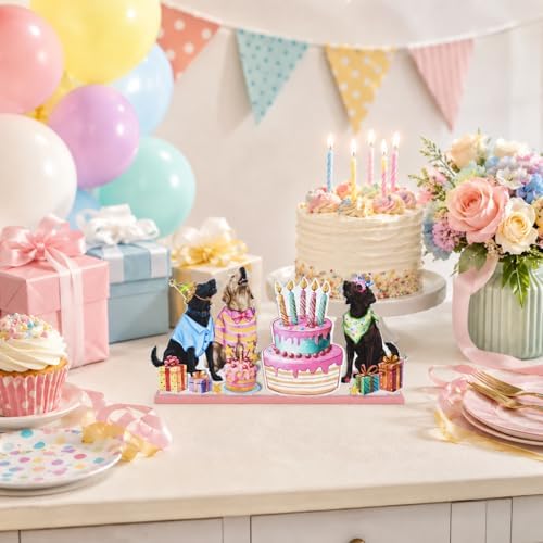 Smile Birthday Wooden Standing Decor Dog Party Cake Tiered Tray