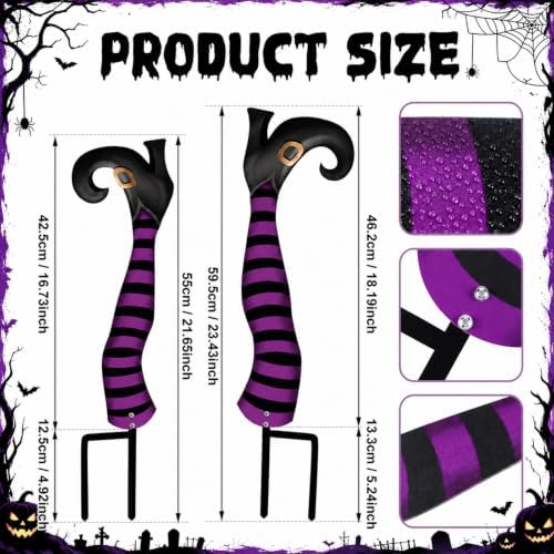 Tudomro 2 Pcs Metal Upside Down Witch Leg Halloween Outdoor Decor, Purple