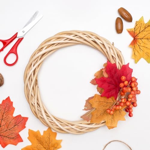 MALOKI 6 Inch Grapevine Wreaths DIY Plain Rattan Door Wreaths, Beige
