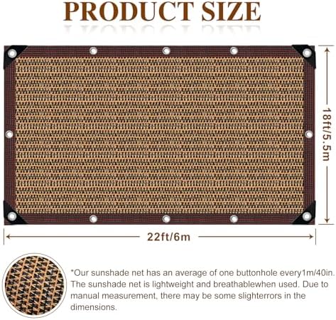 80% Sunblock Shade Cloth Net Resistant - 18x22Ft Garden Shade Mesh for Plant Cover, Greenhouse, Chicken Coop, Kennels, Tomatoes Plants