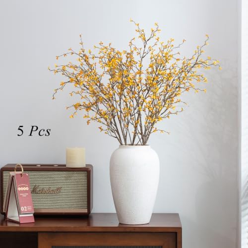 Dry Twig Faux Floral: 5 Pcs 37" Fall Leaves Stems,Fake Fall Flowers
