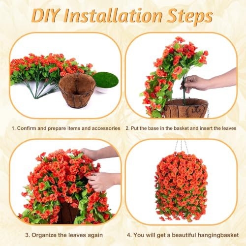 Ammyoo Artificial Faux Hanging Flowers Basket for Fall Outdoor Porch Decor
