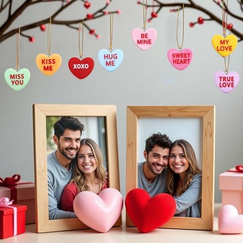 48PCS Conversation Heart Ornaments for Tree, Valentines Day Decor