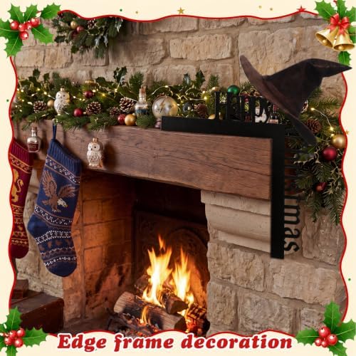Yaocom 11.8" x 11.8" Metal Happy Christmas Door Topper, Goth Witch Hat Sign