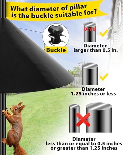 Squirrel Baffle,19-Inch Squirrel Baffle for Bird Feeder Pole,Squirrel-Proofs for Outdoor Shepherd's Hooks，Outside Pole Mount Squirrels Guard(Black 4 Pack