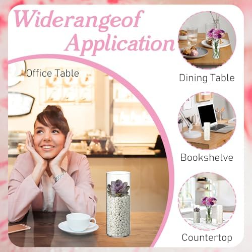 6 Pcs 12 Inch Plastic Cylinder Vase Set - Crystal Clear Acrylic Flower Vase for Wedding Centerpieces, Home Decor, Party Table Arrangements with Shatter-Resistant Design