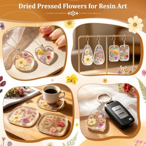 Evatage 180 Pcs Real Dried Pressed Flowers for Resin Crafts