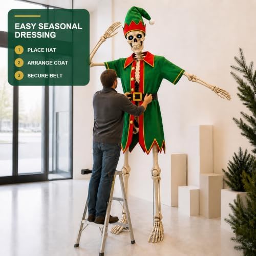 3 Pcs Elf Cloth for 12 Ft Skeleton Outfit Outdoor Christmas Yard Decor