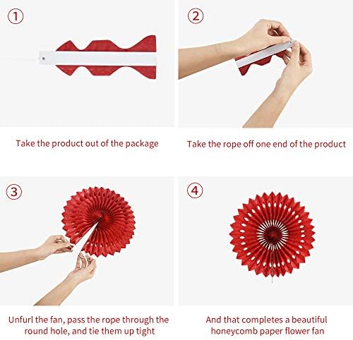 BEISHIDA Honeycomb Round Paper Fans Red White Blue Hanging Party Decoration