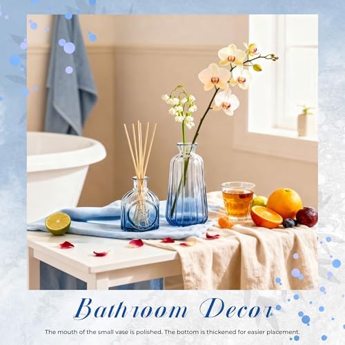 Der Rose 20pcs Glass Bud Vases, Blue Vases for Wedding Home Decorations