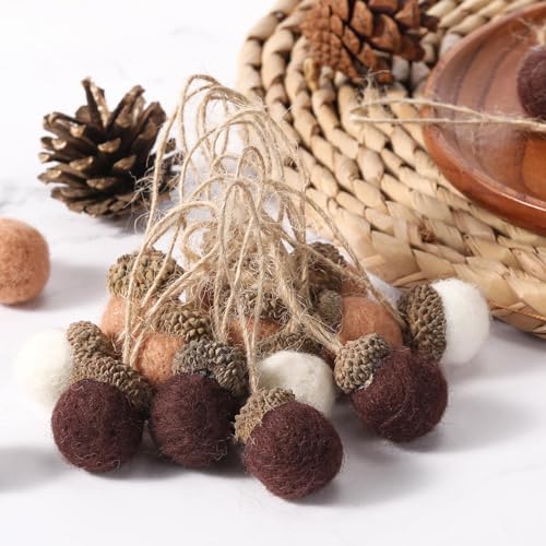 Boao 18 Pcs Felt Acorn Ornaments Fall Thanksgiving Wool Acorn Ball Decor