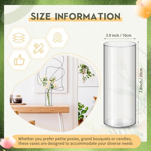 Nuogo 12 Pcs Clear Acrylic Cylinder Vases Wedding Centerpieces,8 Inch