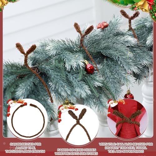 Zhengmy 20 Pcs 25 Inch Extra Long Christmas Garland Ties Christmas Decorative Twist Ties for Banister Reusable Flexible Twist for Holiday Xmas Home Decorations Craft Wrapping (Brown)