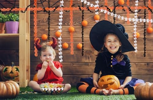 Threetols 3 Rolls 15 Yards Halloween Ribbons, Black White Orange Halloween Ribbons Pumpkin Bat Ghost Shape Craft Ribbons Trim Embellishment for Gift Wrapping Halloween Party Decoration