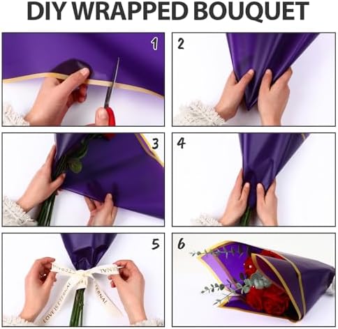 20 Sheet Flower Wrapping Paper-Waterproof Bouquet Paper (Deep purple)