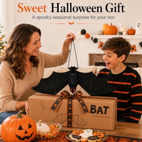 Goodeco Solar Hanging Bat - 19.7'' Large Outdoor Halloween Decor