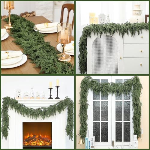 Jutom 1 Pcs 12 ft Artificial Cedar Garland for Christmas
