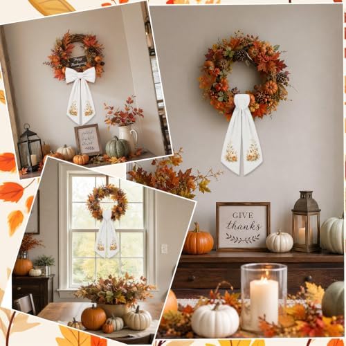 2 Pcs Pumpkin Fall Wreath Sash for Front Door Autumn Home Decor