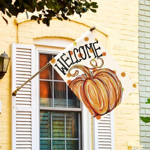 AVOIN colorlife Welcome Pumpkin Fall House Flag 28x40 Inch for Outside