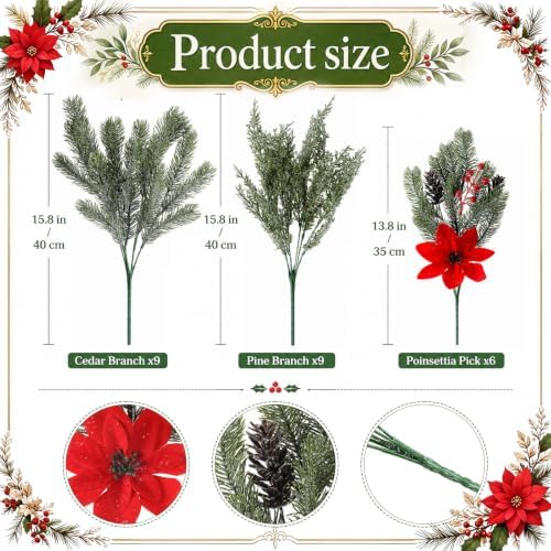 24 Pcs Christmas Artificial Flower Plant Outdoor Window Decor, Snow Plant