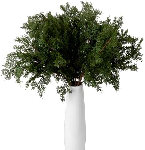 4pcs 31.5inch Artificial Pine Picks Branches Xmas Lifelike Green Faux Stem Fake Norfolk Pine Picks Plants Pine Accessories for Garland Needles Wreath Christmas and Home Vases Garden Decor(Green)