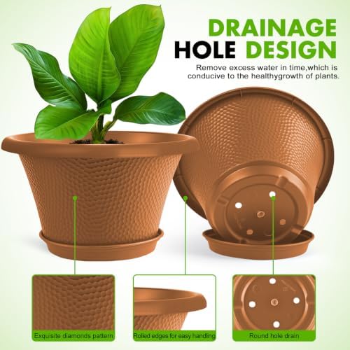 Quarut 12 Inch Pots for Plants,4 Pack Large Flower Pots with Saucer