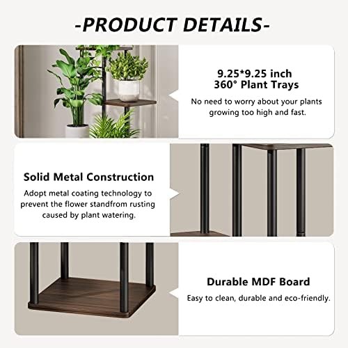 AZERPIAN 6 Tier Tall Plant Stand Indoor Corner Tiered Shelf Metal MDF Board