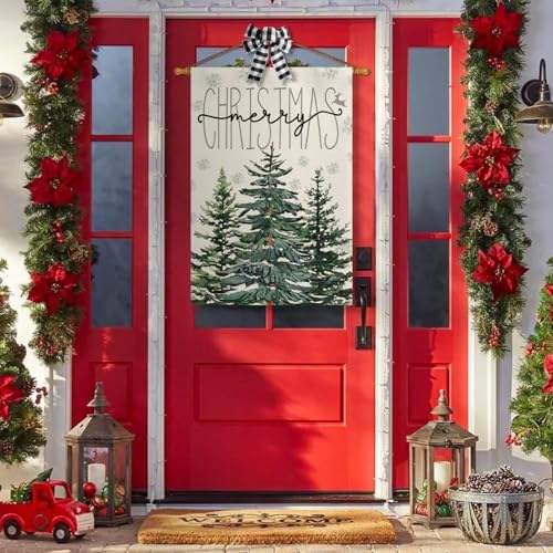 AVOIN colorlife Merry Christmas Pine Tree House Flag 28x40 Inch