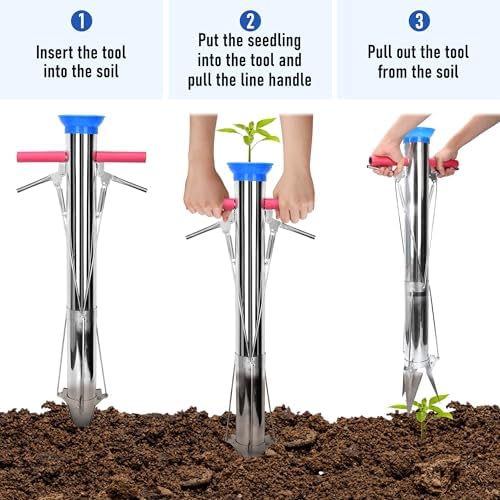 AIWFL Seedling Transplanter Long Double Handled Bulb Planter Tools