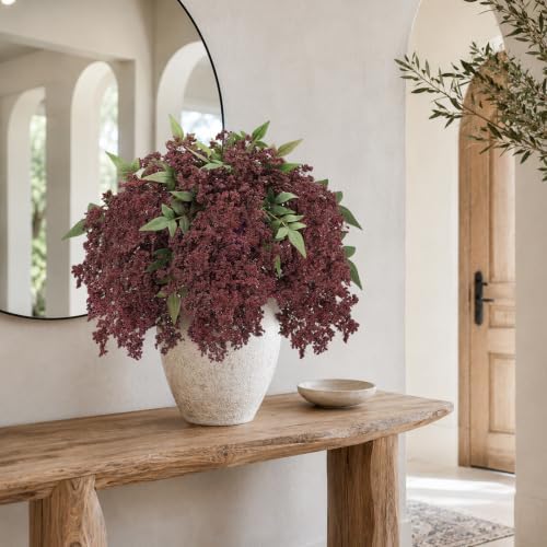 6 Pcs 43'' Artificial Nandina Berry Stems Burgundy Faux Branches Home Decor